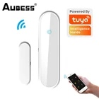 Смарт-датчик двери AUBESS Tuya, Wi-Fi детекторы открывания дверей, охранная сигнализация, система оповещения о домашней безопасности