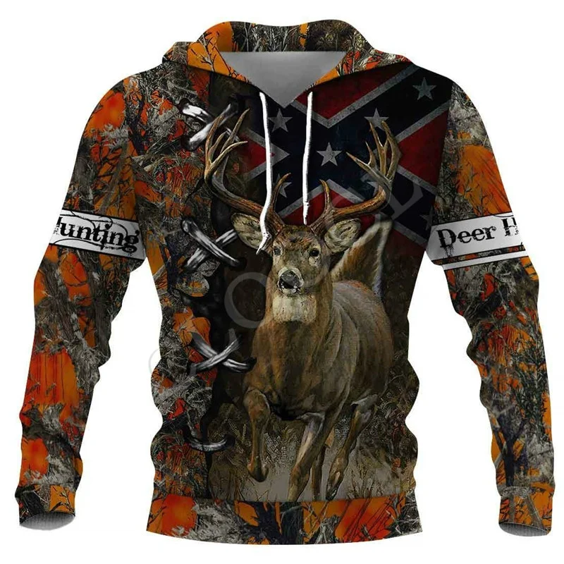 Deer Hunting Hoodies Men Women Animal 3D Full Print Hip Hop Sweatshirt Casual Long Sleeve Hoodie Pullover Hoodie