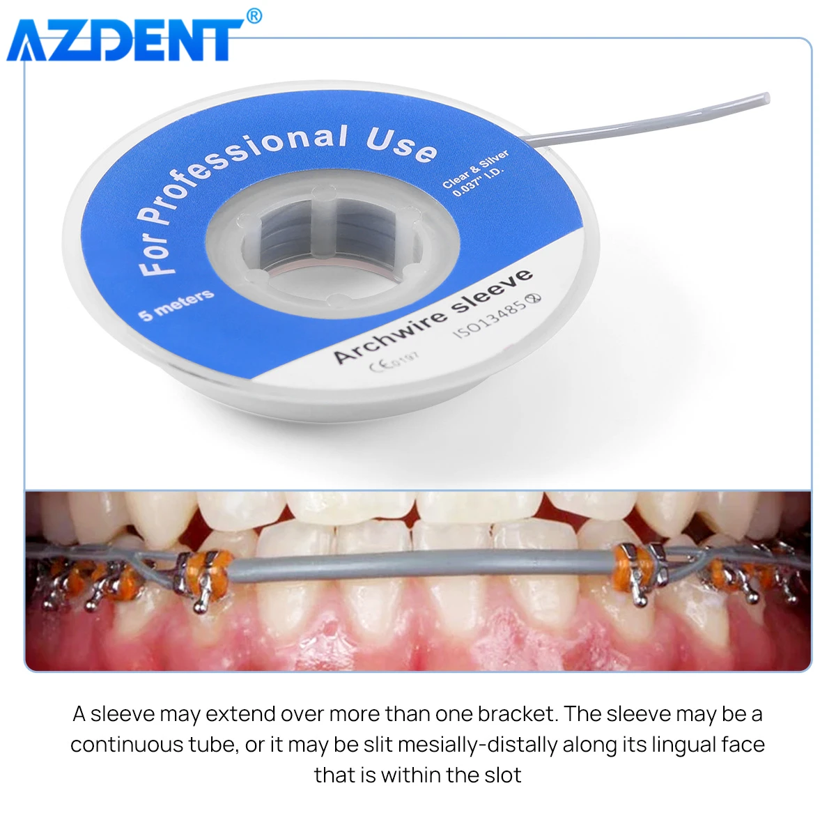Стоматологическая Ортодонтическая эластичная дуга AZDENT 5 м в рулоне пластиковая