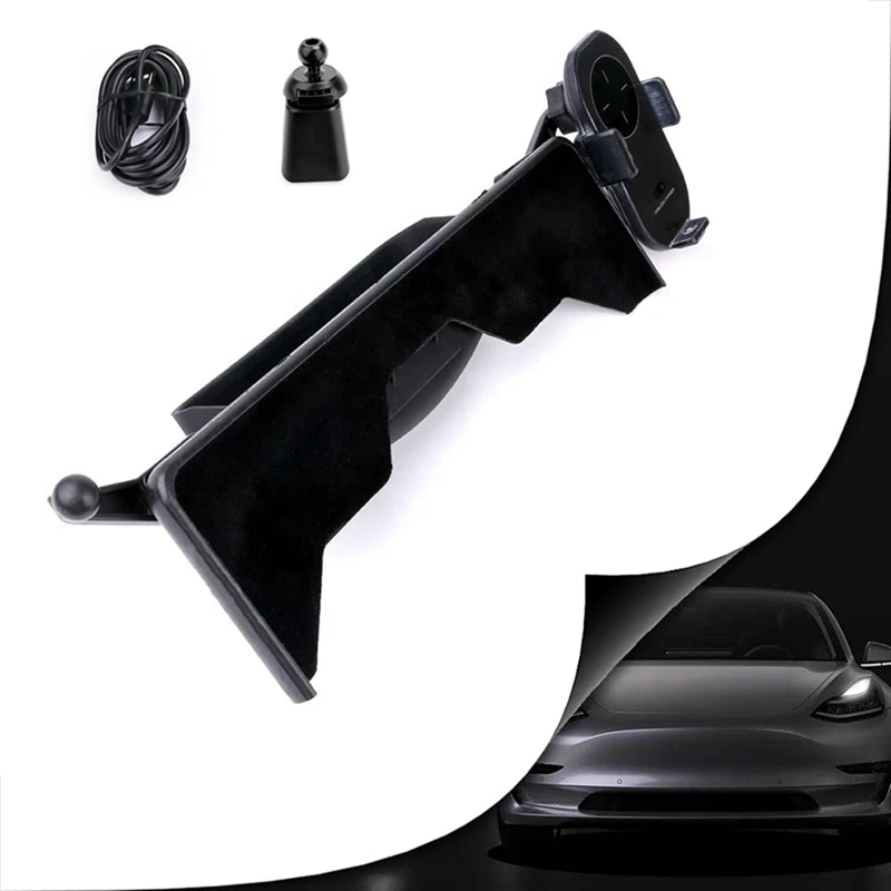 

Phone Holder Car Screen Mobile Phone Bracket With Wireless Charging & Glasses Holder For Tesla Model 3 Model Y