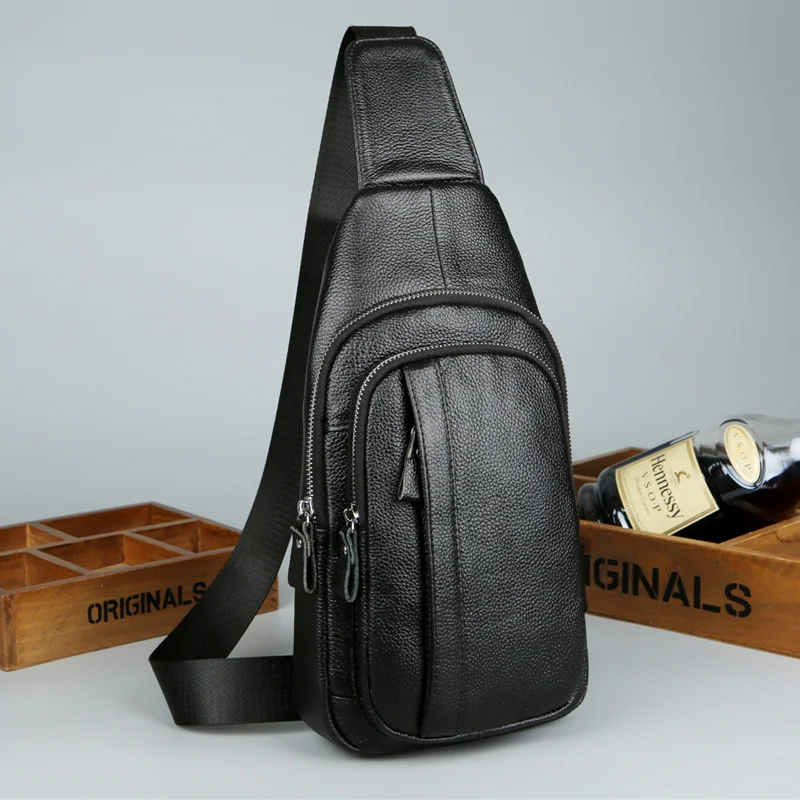 

Men's Chest Bag Genuine Leather One Shoulder Crossbody Full Cowhide Fashion Casual