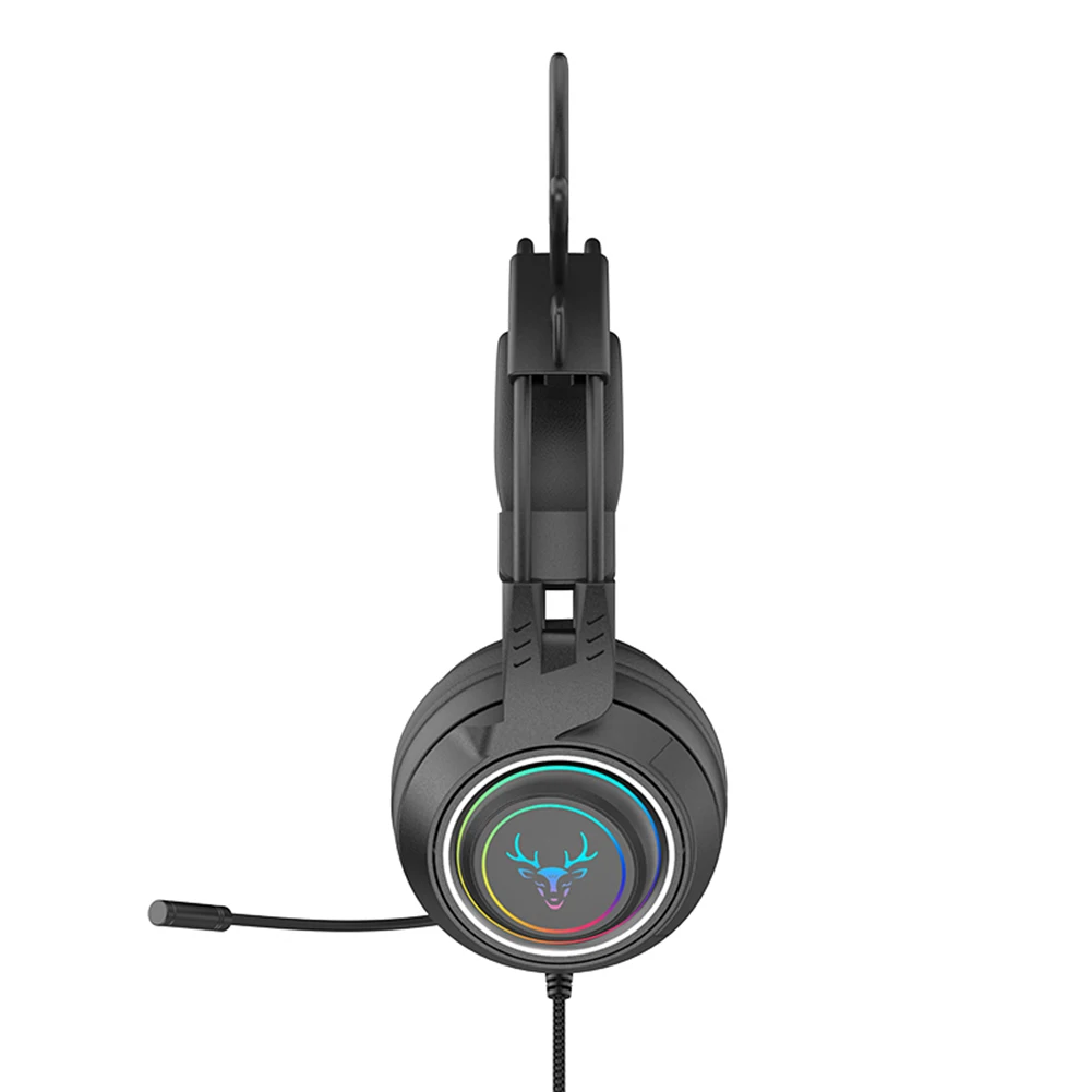 

Проводная игровая гарнитура с разъемом 3,5 мм, модная Hi-Fi музыкальная RGB подсветка со съемными ушками оленя, подарок, милый шумоподавляющий микрофон для девушек