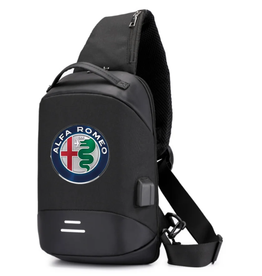 

2022 NEW Men Shoulder alfa romeo car logo Backpack Nylon Outdoor Camping Trekking Chest Sling Bag