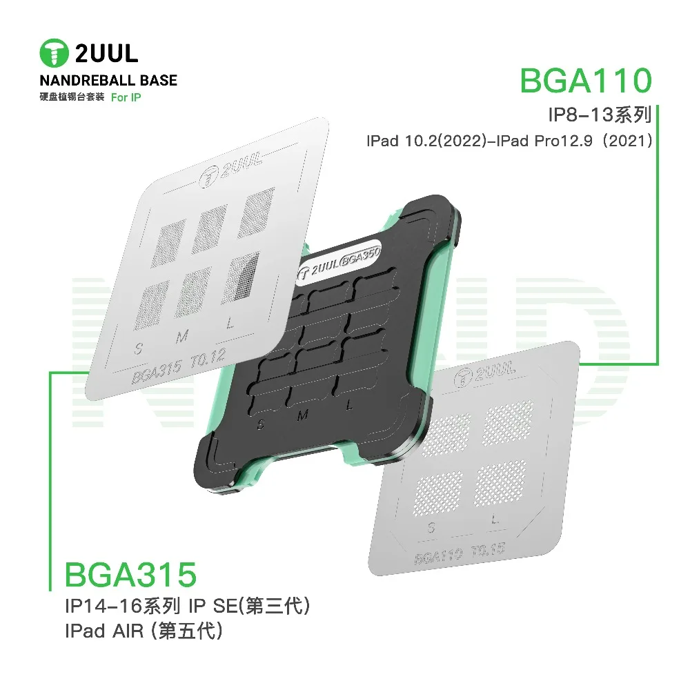 Фото 2UUL BH16 NAND База для реболлинга Магнитная двухсторонняя станция для ремонта BGA для IPhone BGA110/BGA350 NAND Набор инструментов для ремонта флэш-чипов №5