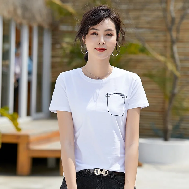 

J7262- 2020 summer new Korean short bottoming shirt net red slim slimming solid color short-sleeved T-shirt female