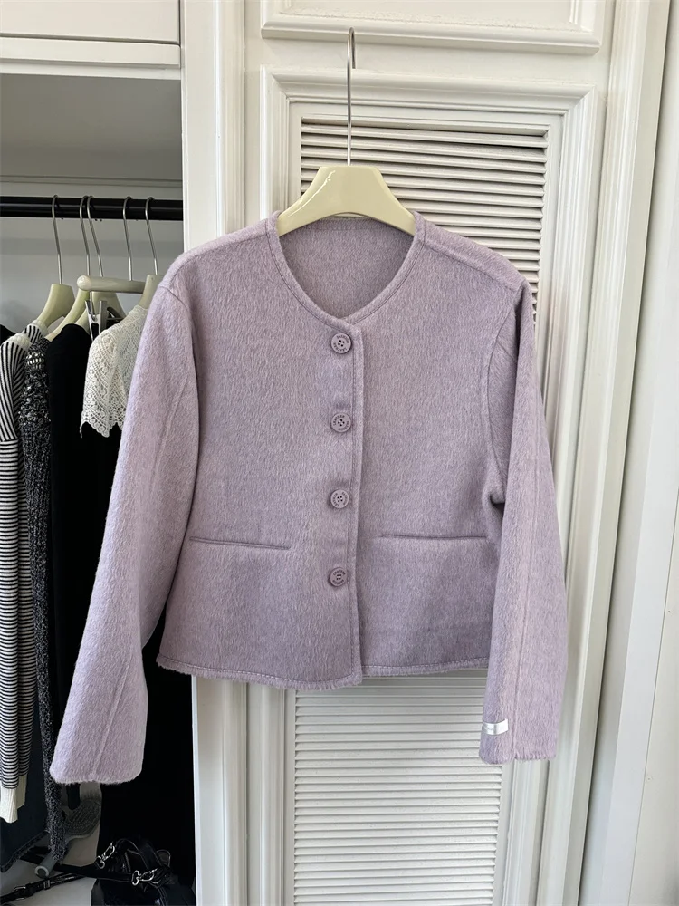 Dararose фиолетовое флисовое двустороннее кашемировое пальто женское 24 осенняя