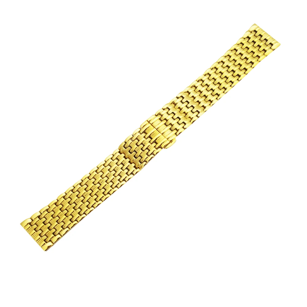 18mm 20mm 22mm Stainless Steel Solid Butterfly Buckle Bead of Rice Straight End Watch Band Strap Fit for All Watches