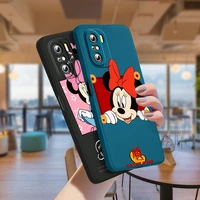 disney mickey minnie mouse for xiaomi redmi note 11 10s 10 9s 9t 9 8t 8 pro plus 7 6 5 4g 5g liquid silicone tpu rope phone case