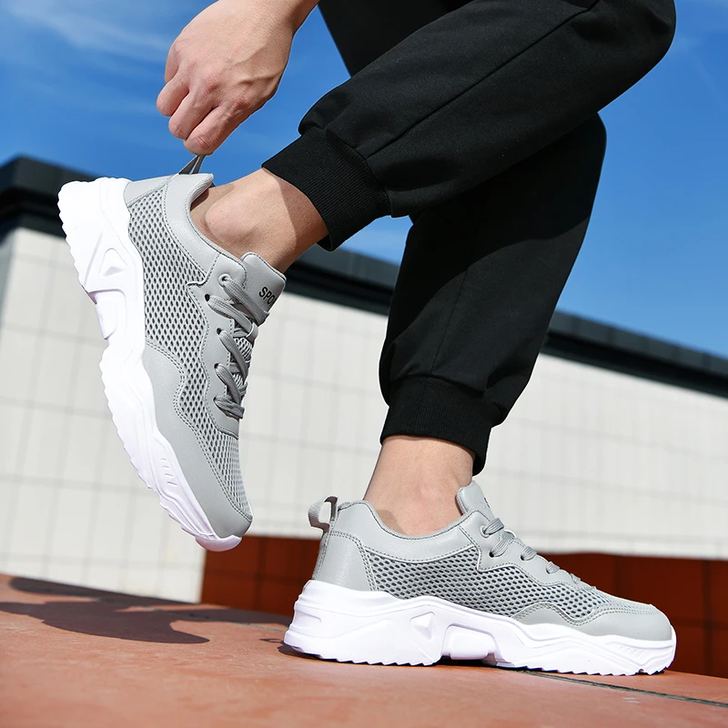 Man Sneakers Youth Tennis Shoes Casual Flat Mesh Summer Outdoor Mesh Walking Shoes Size 38-46