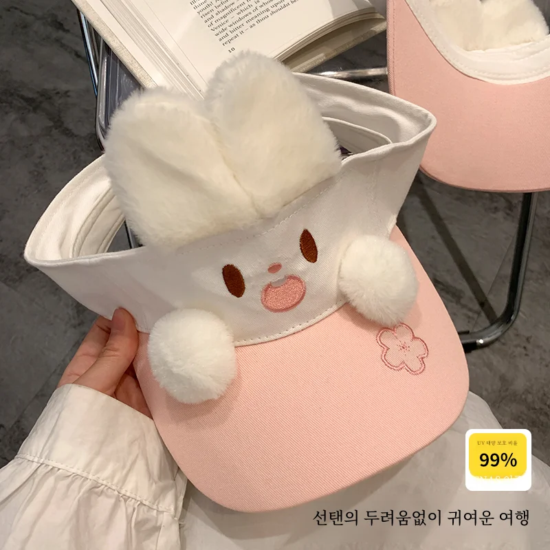 Шляпа с УФ-защитой женская милая летняя шапка изображением кролика воздушным