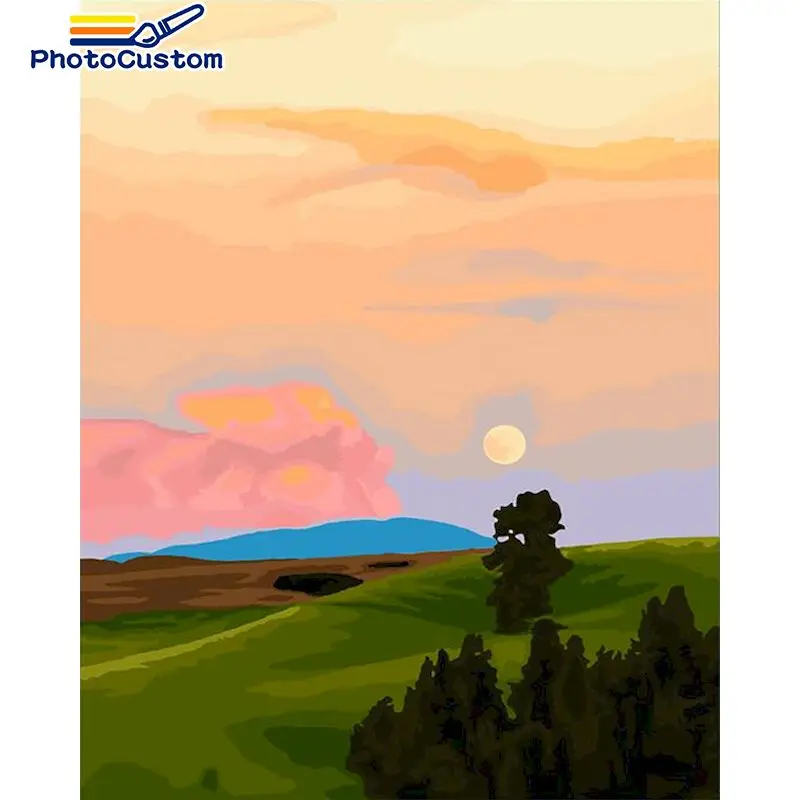 

PhotoCustom Pictures By Number Landscape Kits Painting By Number Sunset Drawing On Canvas HandPainted Art Gift DIY Frame