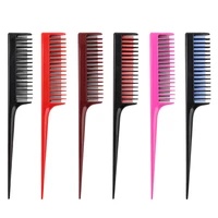 hot portable hair comb brush 3 row teeth teasing comb plastic detangling brush rat tail colorful hairdressing combs salon tool