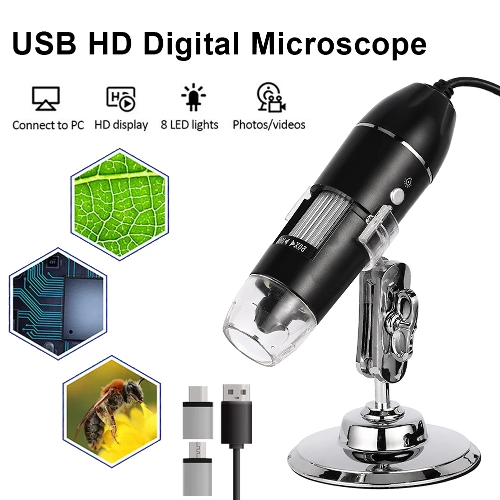 

1000X/1600X Digital Microscope Camera Portable 3 In 1 Type-C USB Inspection Camera Microscope For Mobile Phone Repair Tools