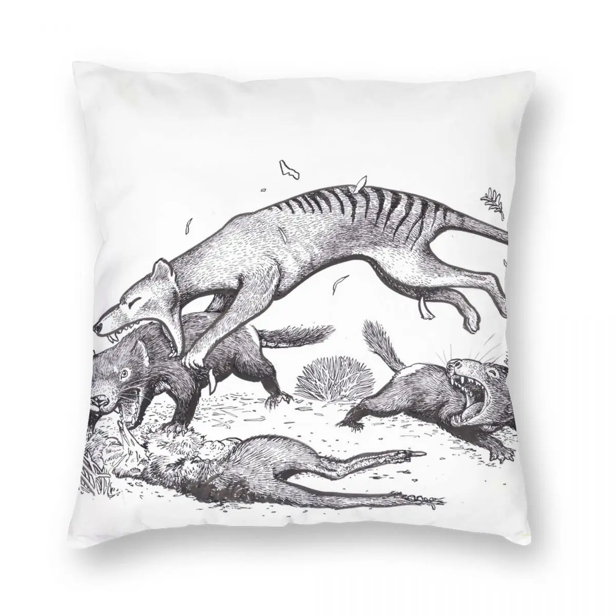 

Наволочка Thylacine Attacking Devils квадратная из полиэстера и льна