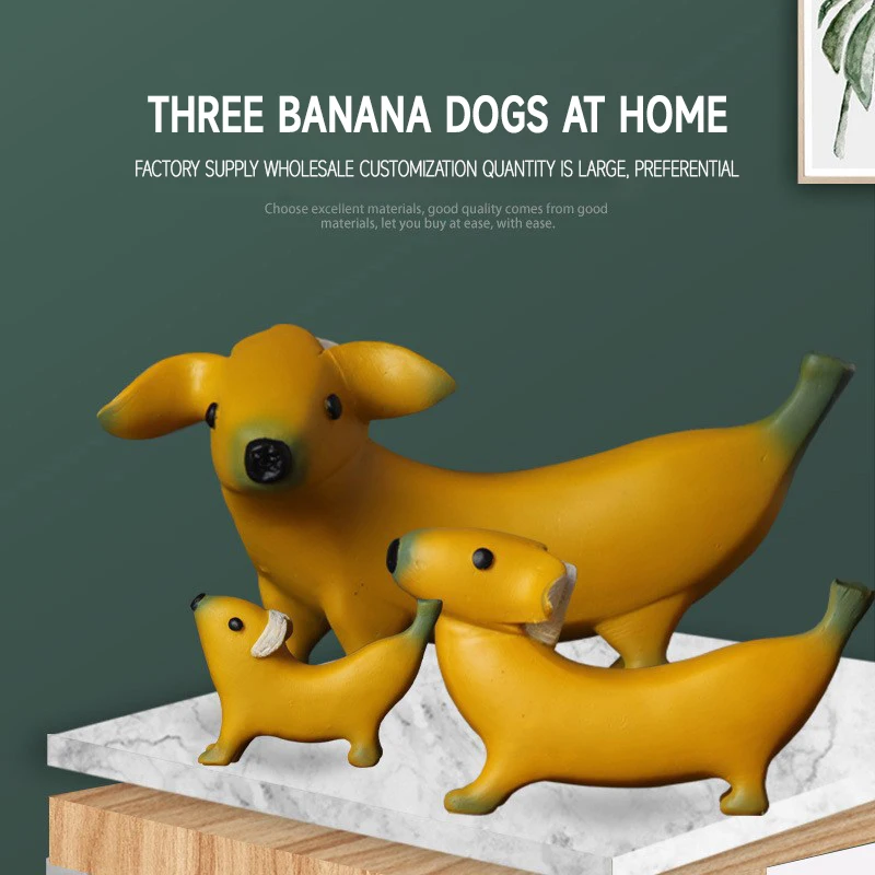 

Скульптура из смолы в виде щенка банана, украшение для домашнего стола, поделки для украшения гостиной, 3 размера, скульптура из смолы B88