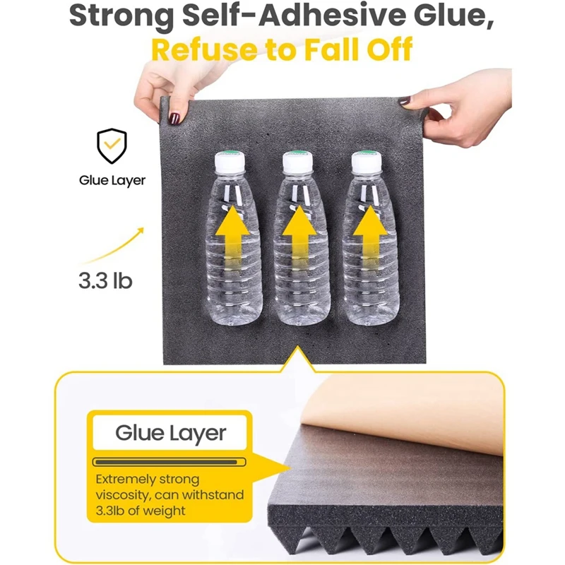 24 шт. самоклеящиеся звукоизоляционные пенопластовые панели 2X12x12 дюймов