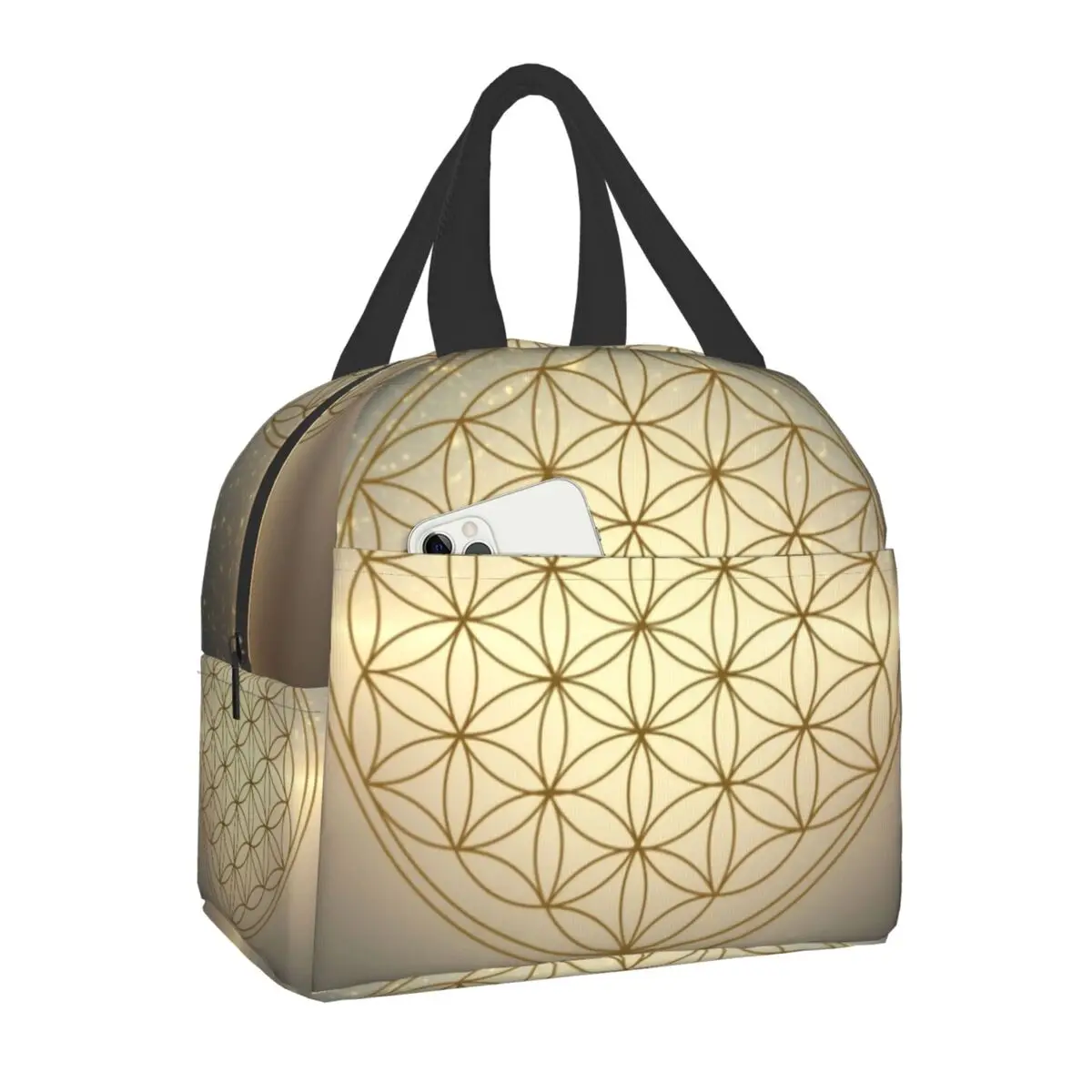 

Flower Of Life Insulated Lunch Bag for Women Waterproof Geometric Mandala Thermal Cooler Lunch Box Kids School Children