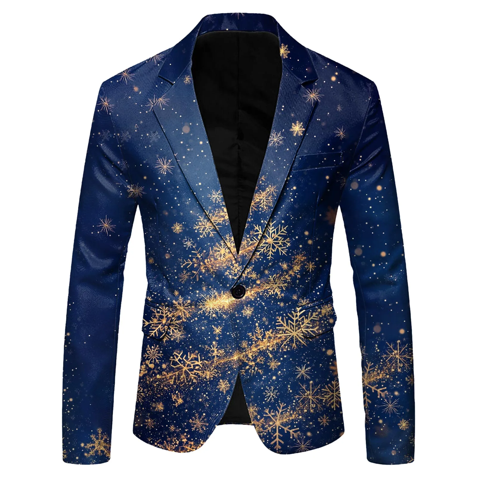 Мужской рождественский пиджак с принтом v-образным вырезом и длинными рукавами