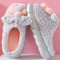 furry indoor slippers women cute flower mixed color platform soft winter women%e2%80%99s slippers short plush bedroom shoes for girls