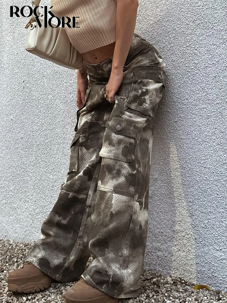 

Rockmore Tie Dye Cargo Pants Baggy Pockets Vintage Streetwear High Waist Parachute Trouser y2k Boyfriend Casual Loose Sweatpants