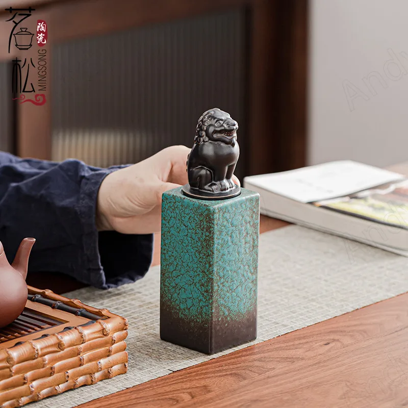 

European Ceramic Storage Jar Creative Stamp Decorative Kitchen Seal Cereal Dispenser Home Living Room Desktop Modern Candy Jars