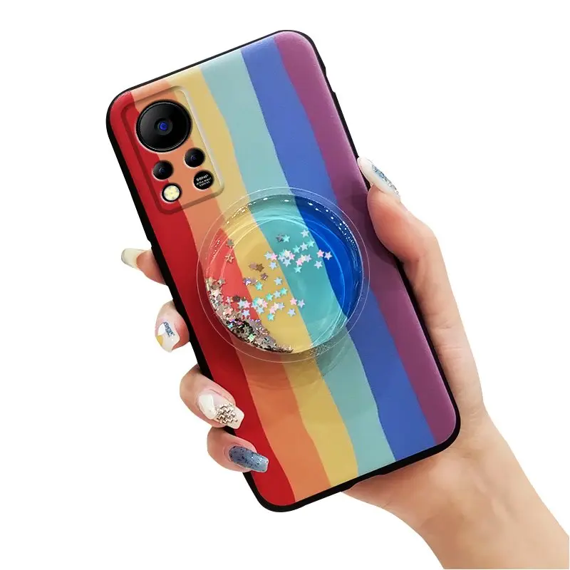 silicone cover phone case for infinix hot 11s nfcx6812b cartoon foothold cute back cover tpu free global shipping