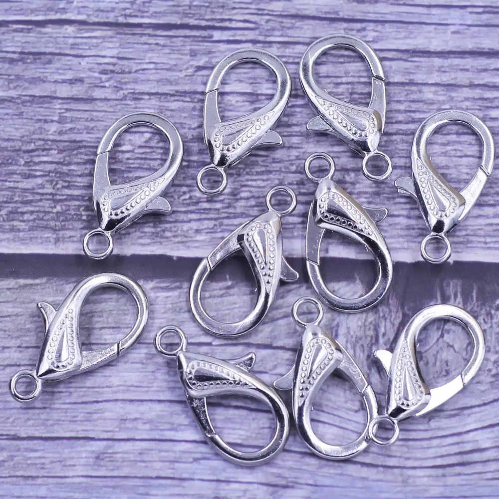 100 шт. застежки-омары зажимы Eve Eyes металлические серебряные тона для брелоков