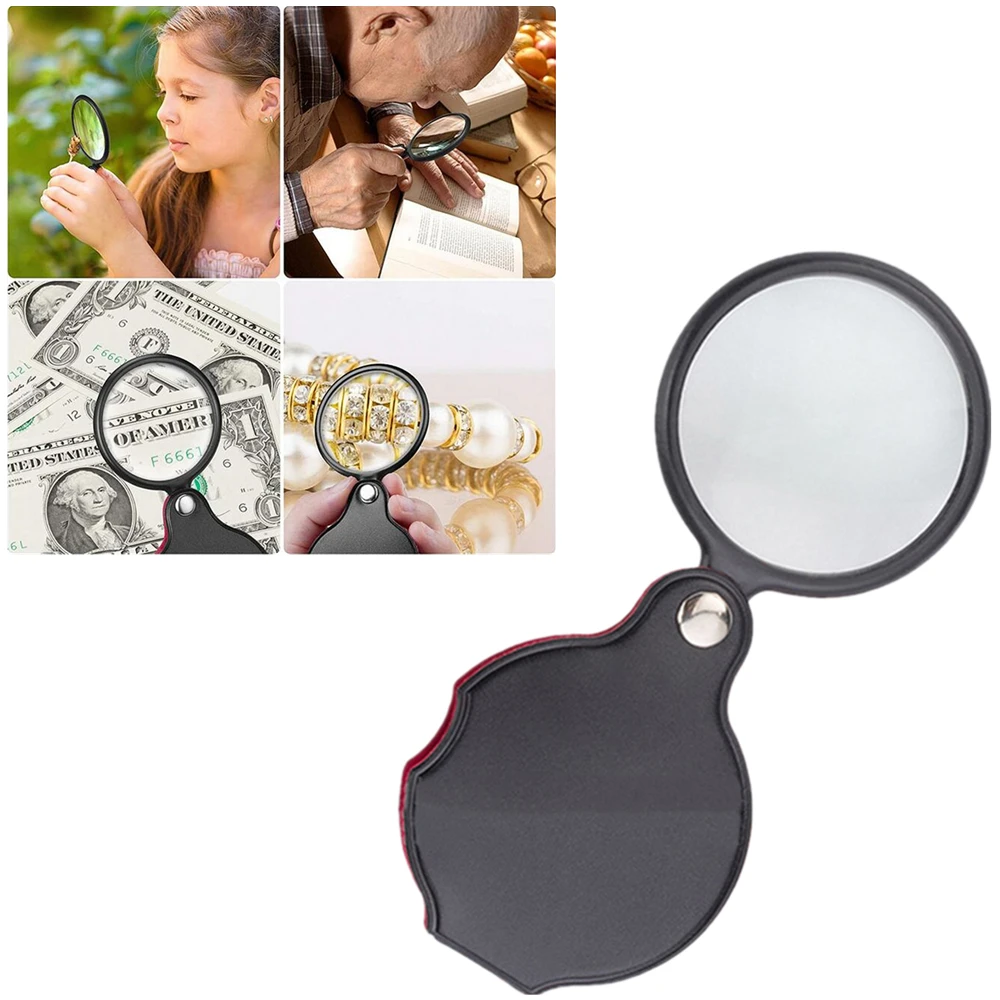 

10-кратная складная лупа, портативная ручная лупа, мини-карманная лупа для чтения ювелирных изделий, очки для пожилых людей 60 мм
