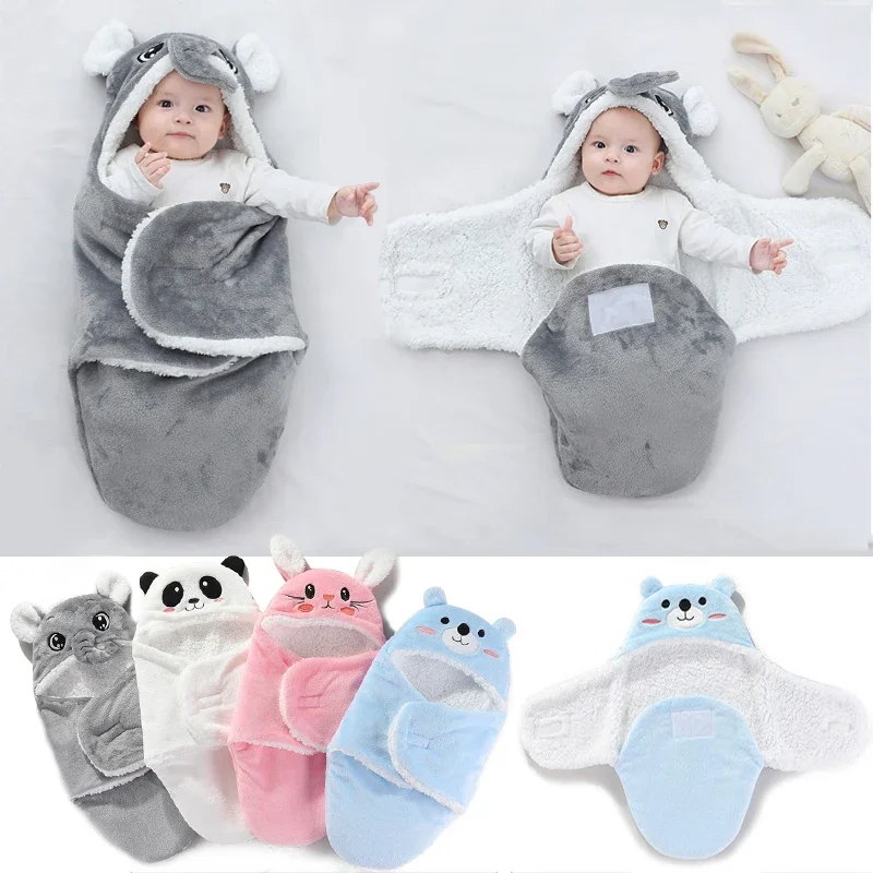 

Soft Baby Sleeping Bags Warm Autumn and Winter Newborn Baby Wrap Blankets CartoonCocoon for babies Flannel Baby Sleepsack 0-9M
