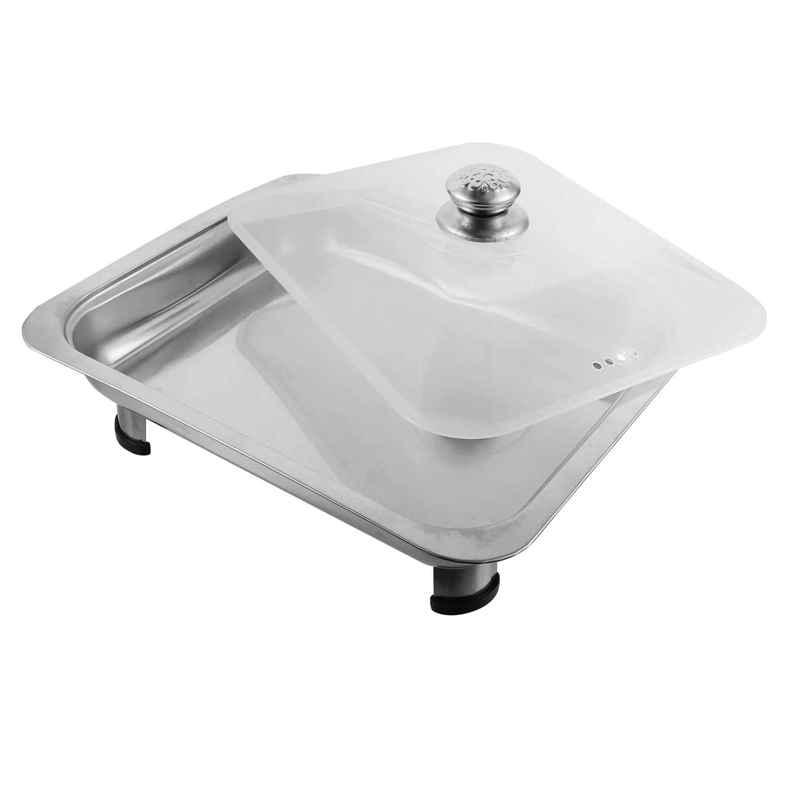 

Metal Plate Buffet Fruit Tray Lid Stainless-steel Serving Bread Steam Rectangular
