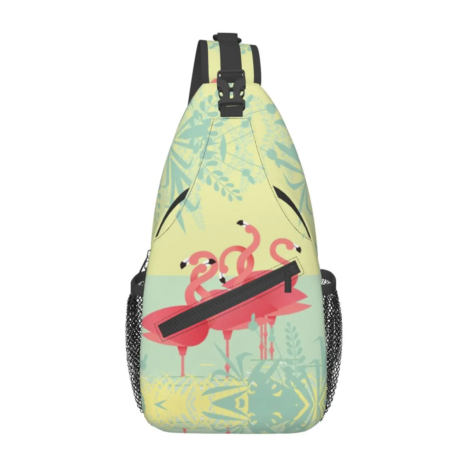 

Flamingo Summer Watercolor Chest Bag Cross Boy Pack Men Bags for Women Adjustment Casual Unisex Polyester Outdoor Running Bags