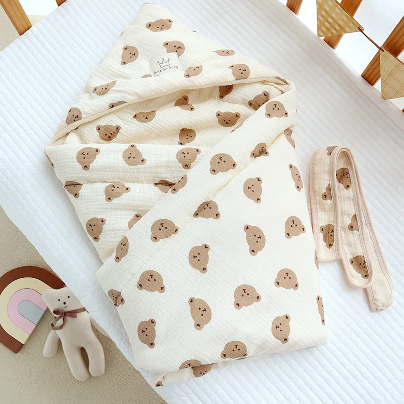 

Baby Blanket Cartoon Envelope For Discharge Winter Newborns Bedding Muslin Swaddle Warm Wrap Baby Sleeping Bag Soft 95x95cm