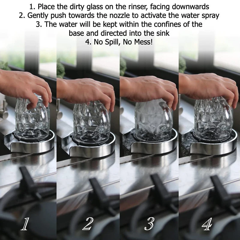 Автоматический стакан стеклянный ополаскиватель для кухонной раковины