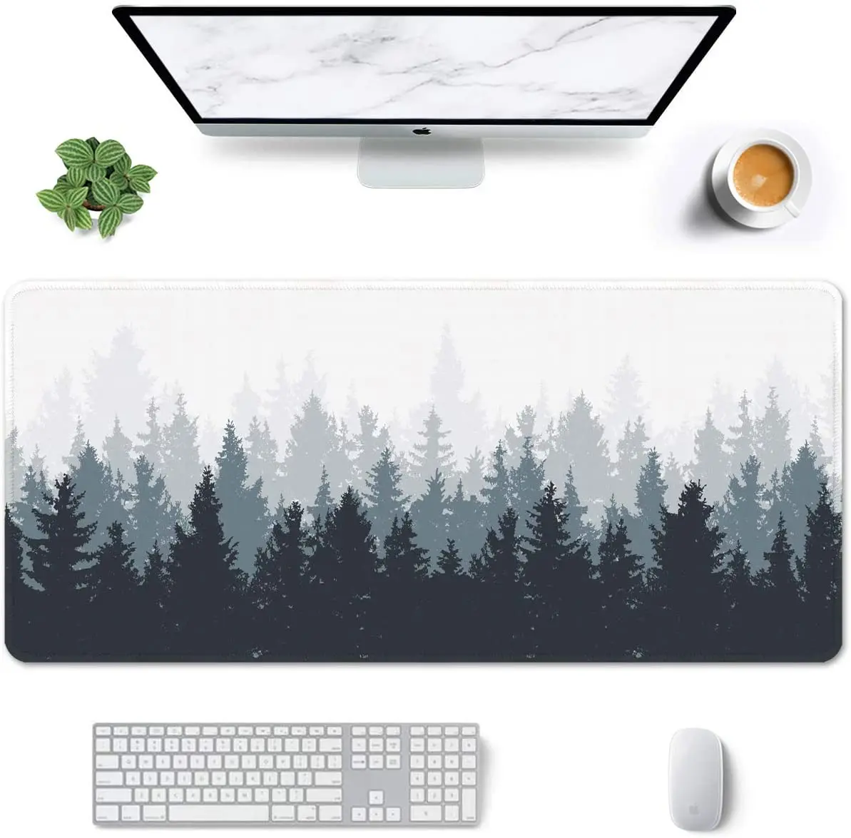 

Misty Forest Large Mouse Pad Full Desk XXL Extended Gaming Mouse Pad with Stitched Edge Non-Slip Laptop Computer Mousepad