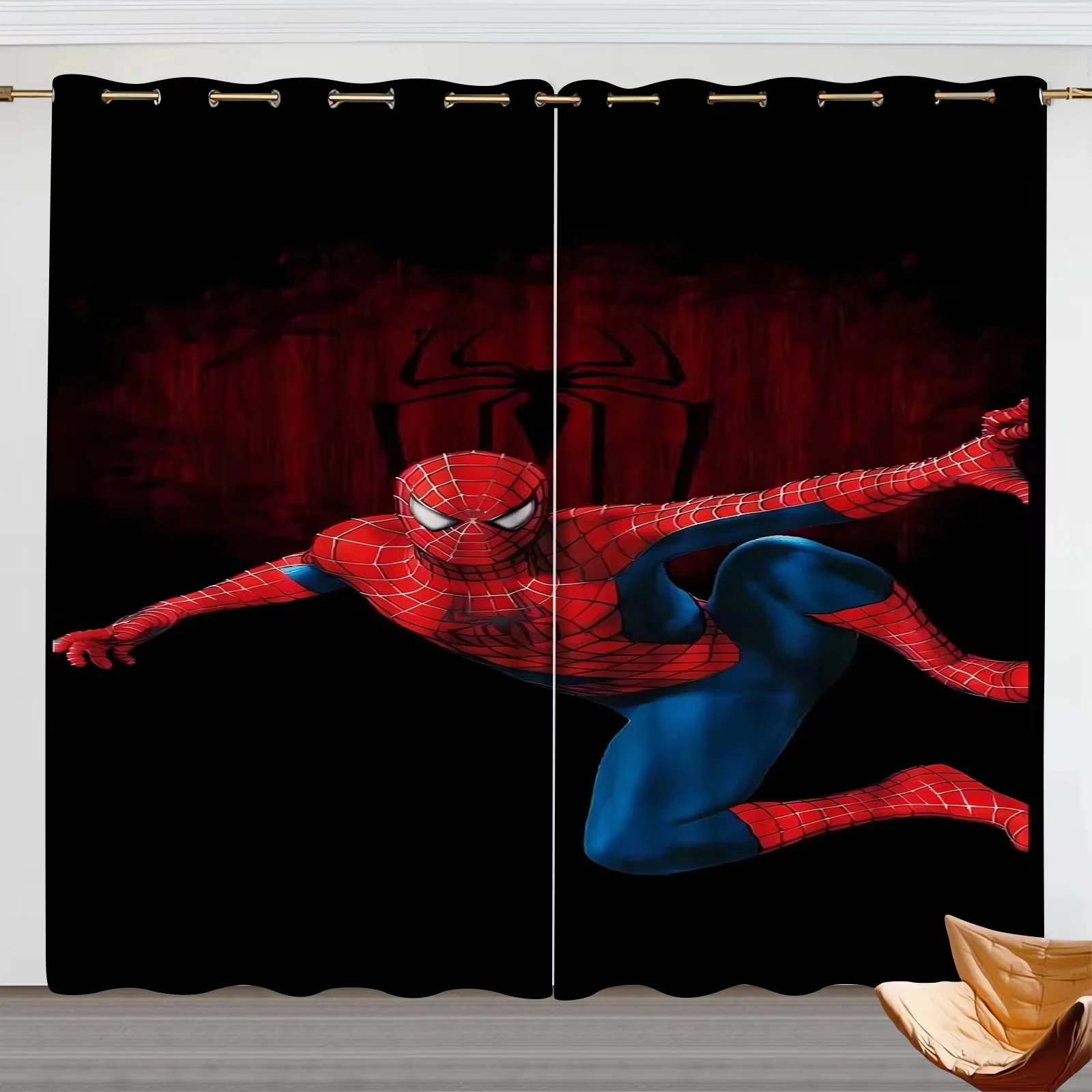 Пылезащитные затемняющие шторы с изображением Человека-паука для балкона кухни