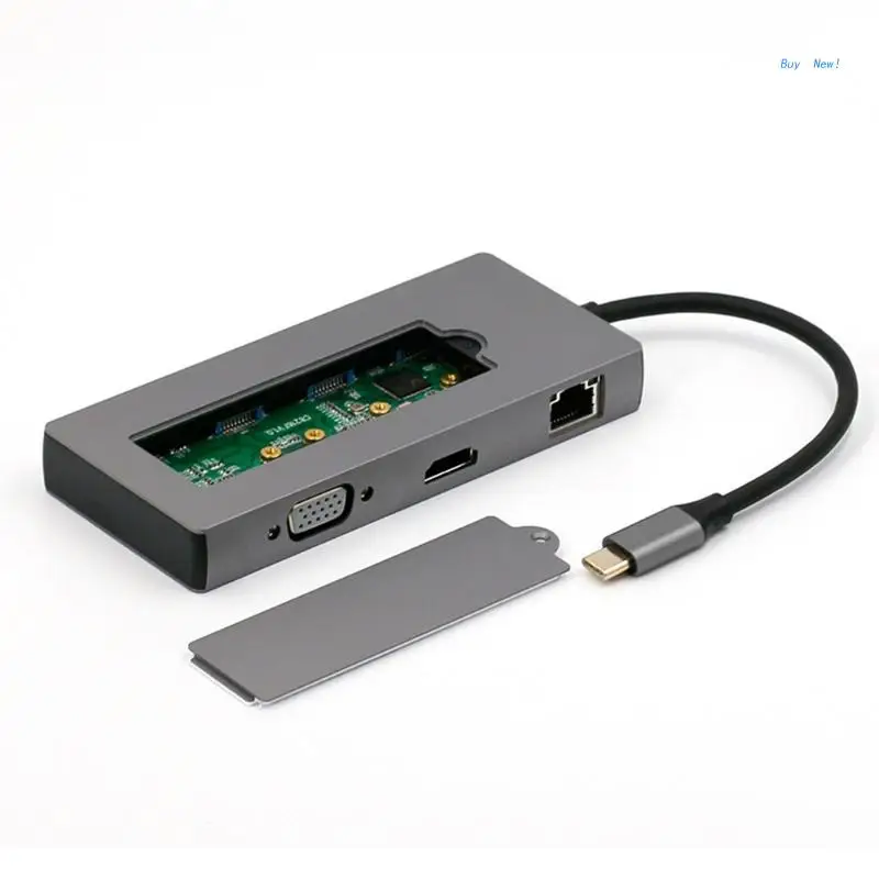 

USB Hub 8 in 1 Type C Hub Splitter Docking Station VGA Net 1080p