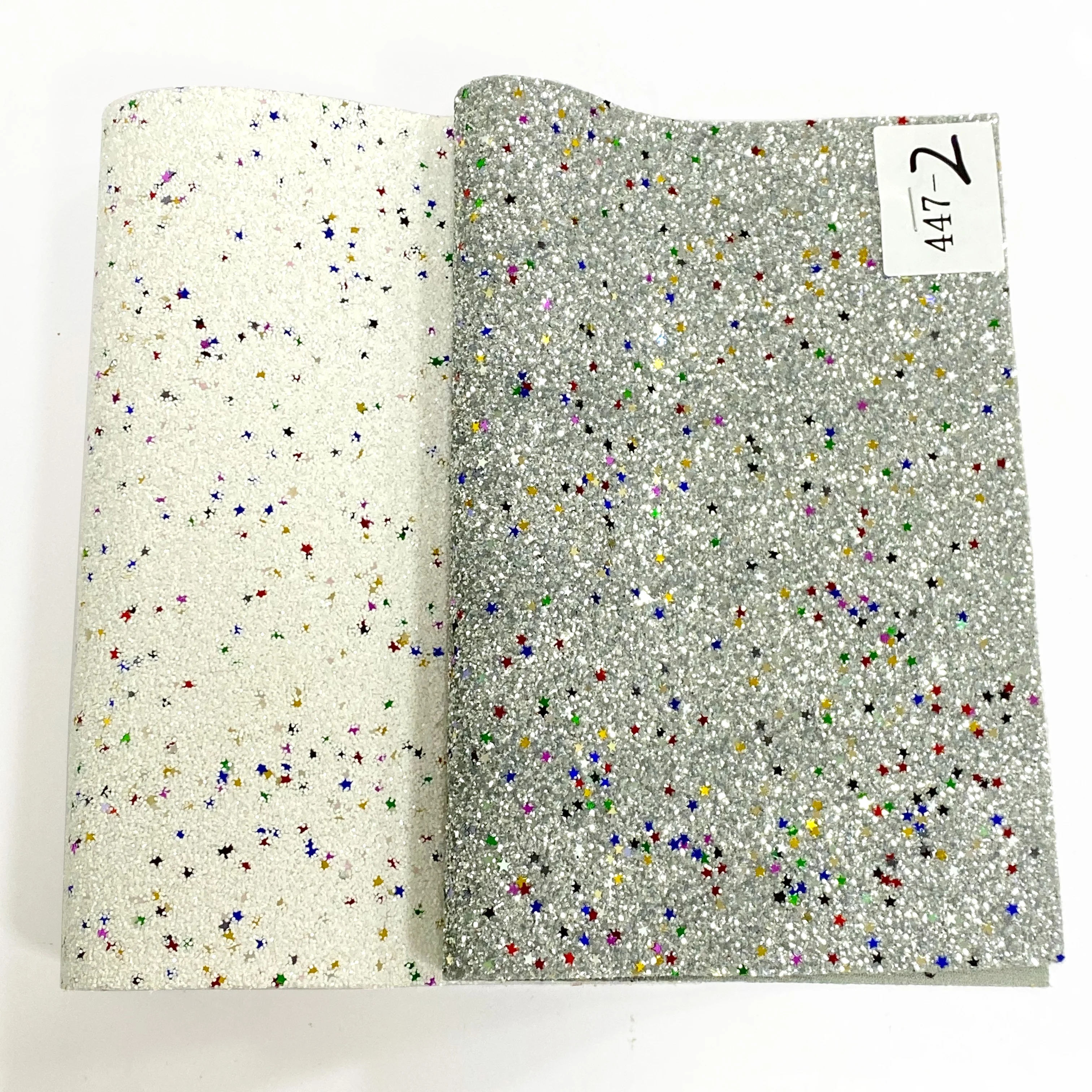 

Colorful Star Sequin Solid Dark Colors Chunky Glitter Faux Leather Fabric Sheet Material for Shoe/Bag/Clothing/Crafts