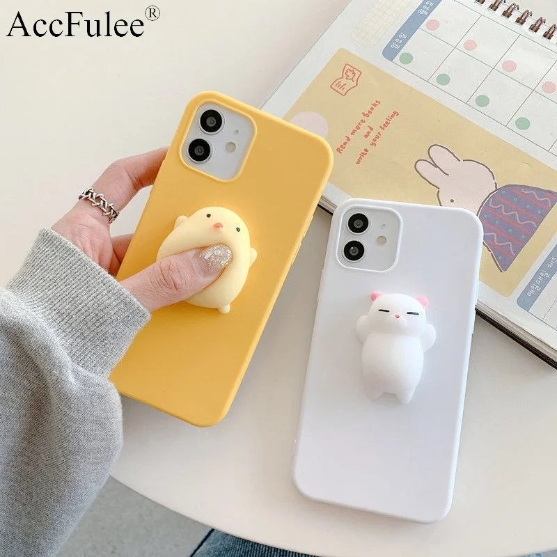 

Squishy 3D Toys Rabbit Cat Case For Apple iPhone 14 12 13 mini 11 Pro XR XS Max SE 2020 6S 7 8 Plus Animals TPU Cover Soft Cases