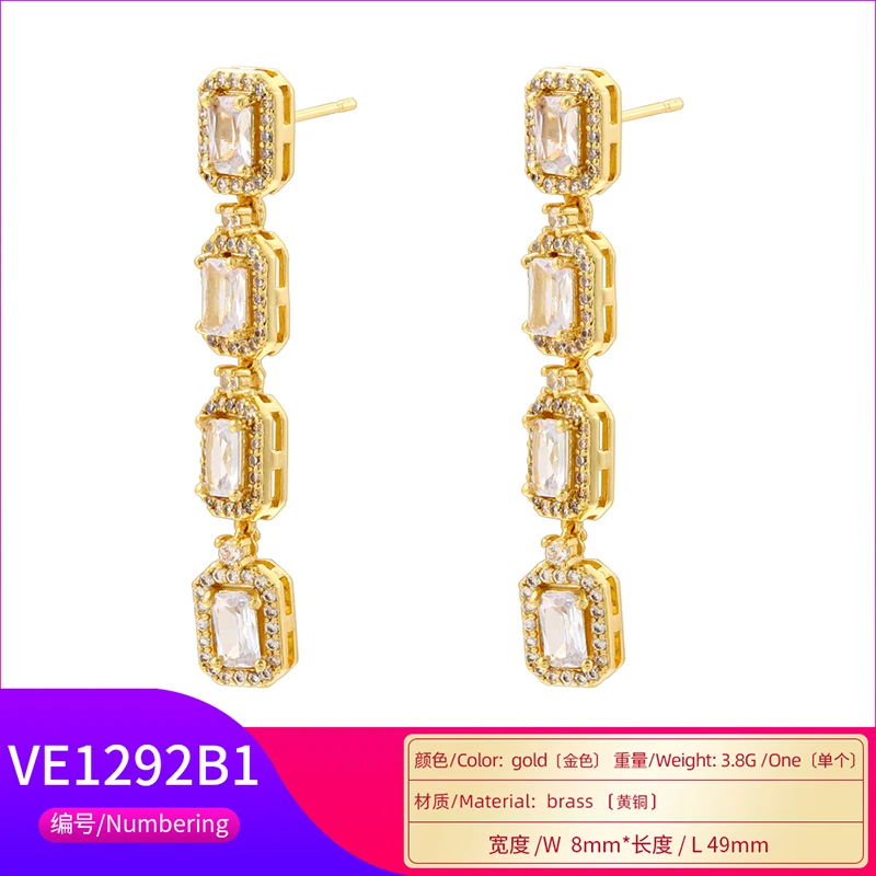 Серьги-кисточки ZHUKOU 2 ручной работы с инкрустированными фианитами подходят для