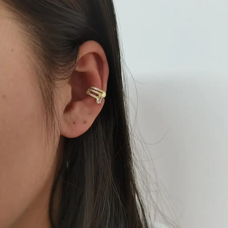 

New 2022 Clip Earrings Luxury Zircon Planted 14K Gold Fashion Jewelry Earrings For Women Girl Gift Accessories