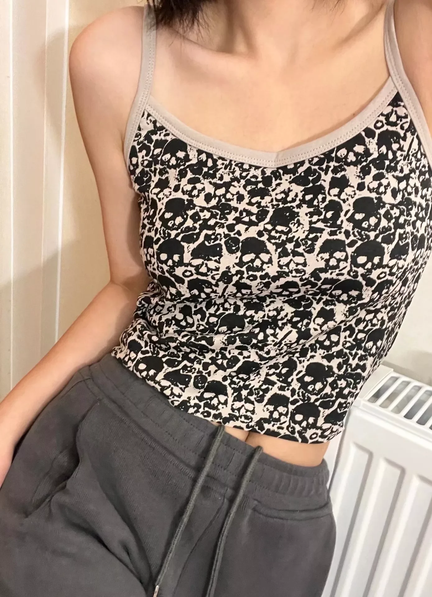 

fashionable Portrait Print T-shirt Short Sleevle Vest Tees esthetic Y2K Crop Tops arajuku Streetwear White Suspenders Women Clo