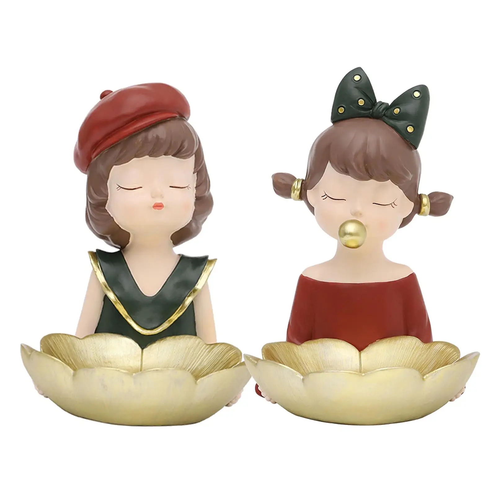 

Creative Angel Girl Figurine Ornaments with Storage Tray, Bubble Gum Decor Tray, Exquisite Angel Girl Desktop Decor Candy Tray