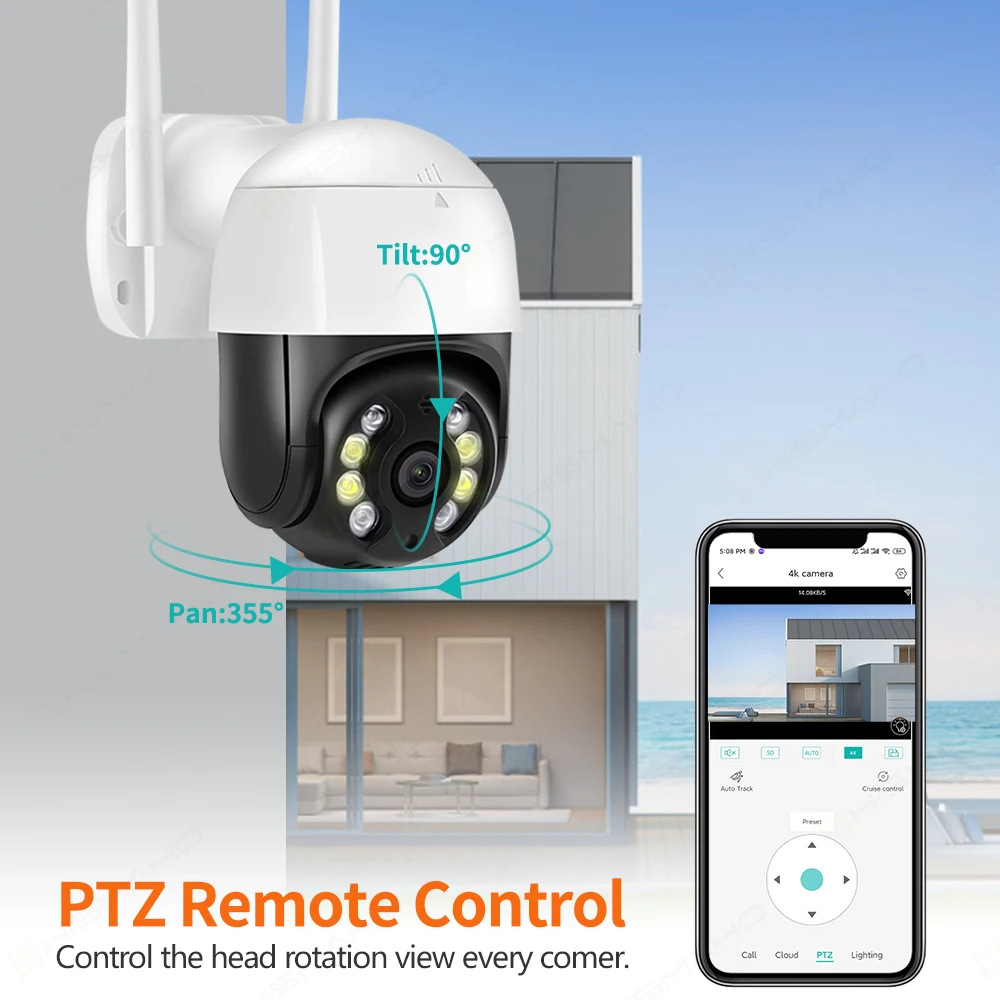 4K IP-камера 8-мегапиксельная камера наблюдения с WiFi AI Auto Track CCTV Наружная Защита