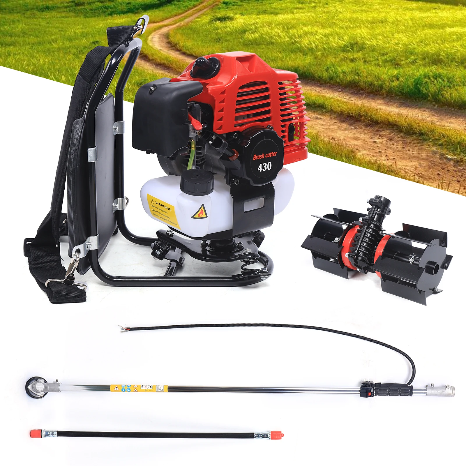 3 in 1 43CC 2 Stroke Backpack Gas Garden Brush Cutter Grass Trimmer Lawn Mower