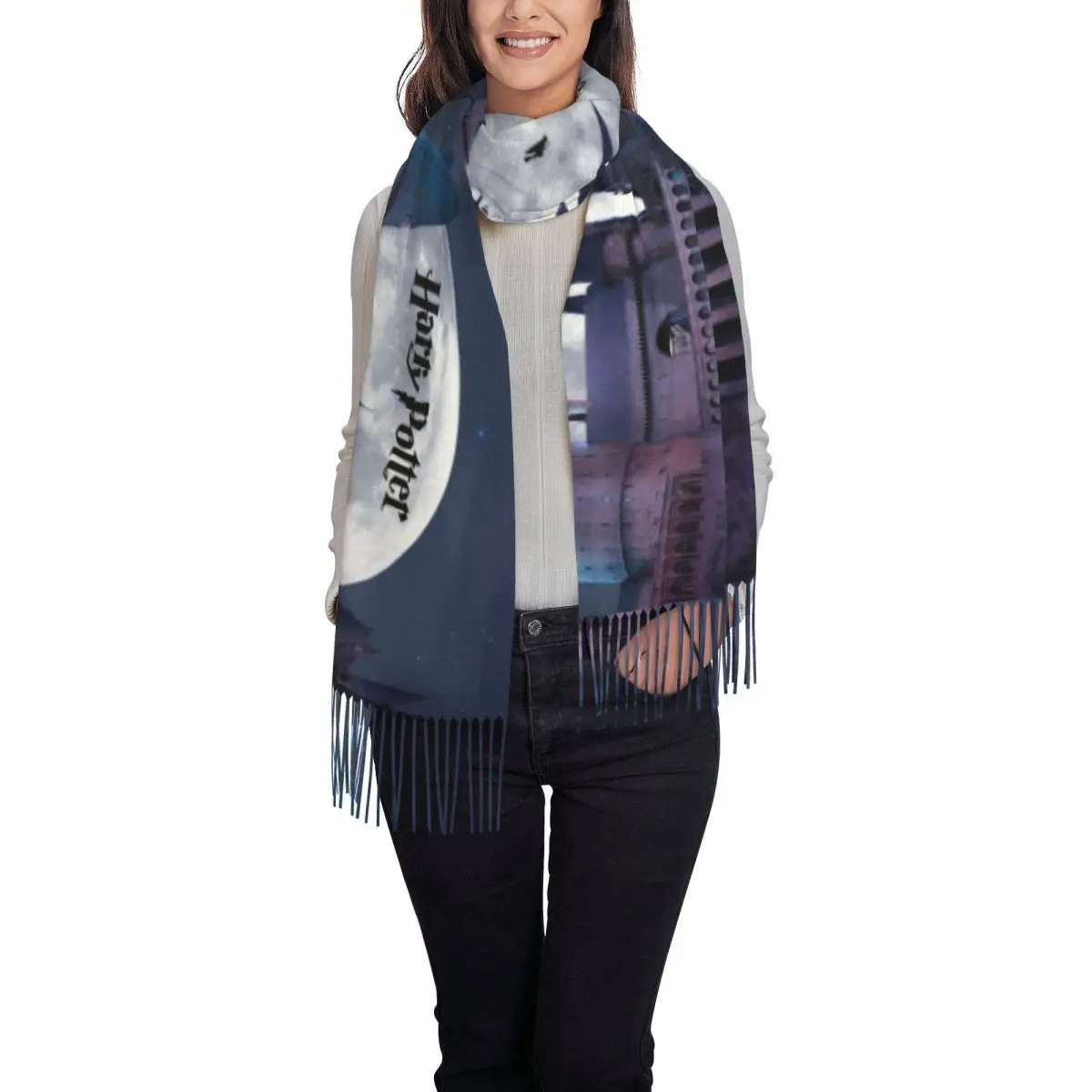 Шарф из фильма H-HARRY P-POTTER с длинной кисточкой теплая мягкая шаль женские