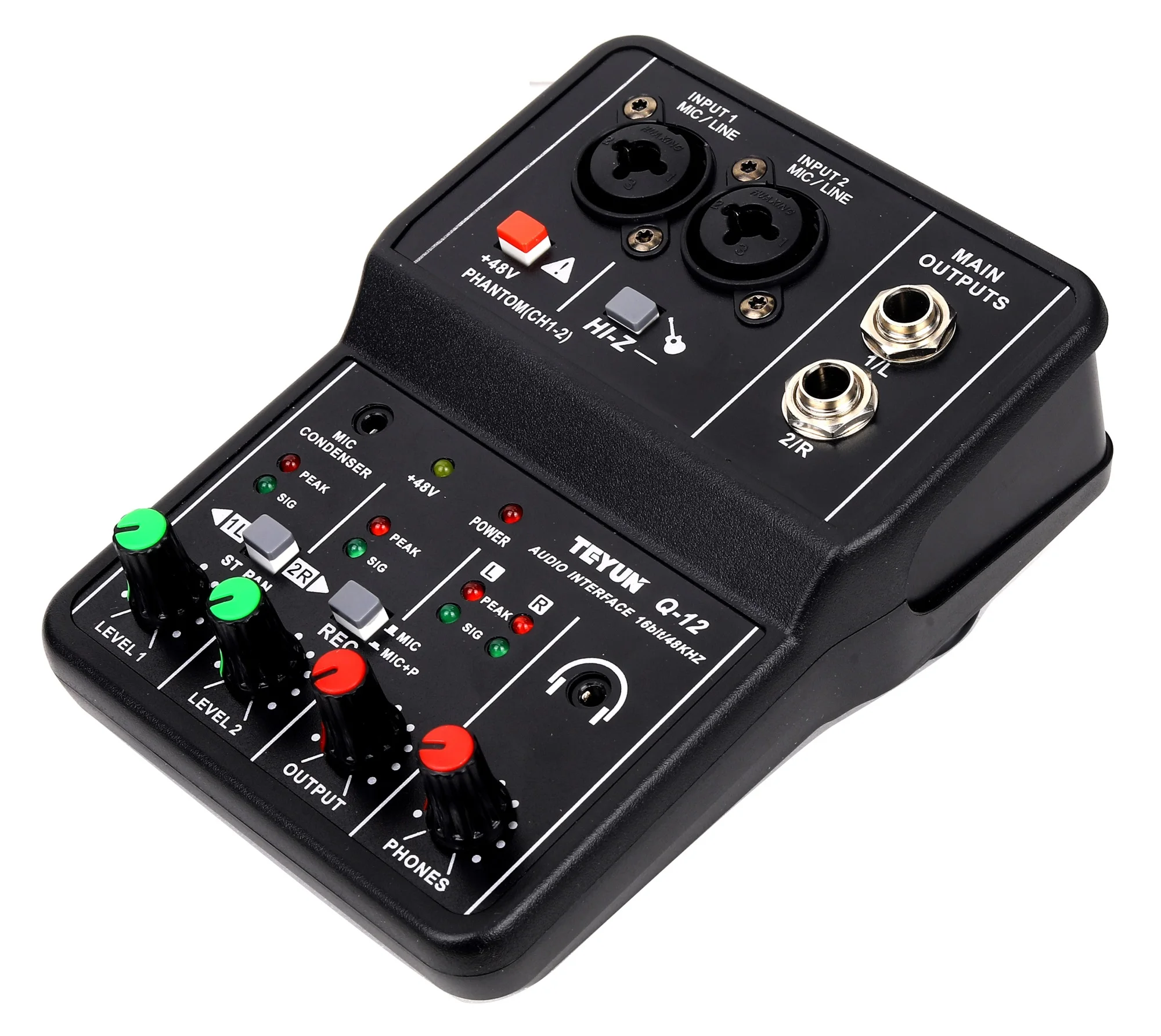 

2022 Teyun Q-12 Sound Card Audio Mixer Sound Board Console Desk System Interface 4Channel 48V Power Stereo (Us Plug)