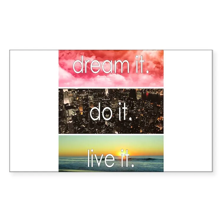 

Наклейка Dream It Do It Live It, прямоугольная наклейка для декора ноутбука, спальни, автомобиля, милый мультяшный модный чемодан для общественных мест