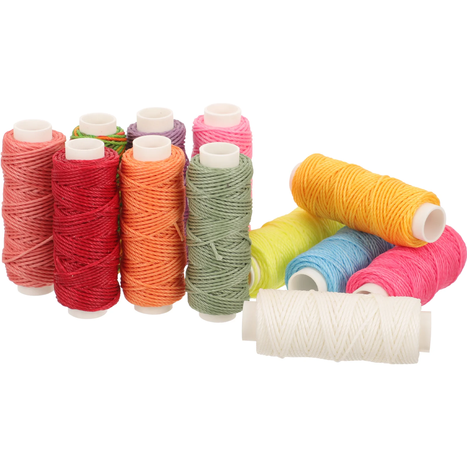 

12 Rolls Sewing Machine Waxed Thread Braided Wire Polyester Stitching Cord Work