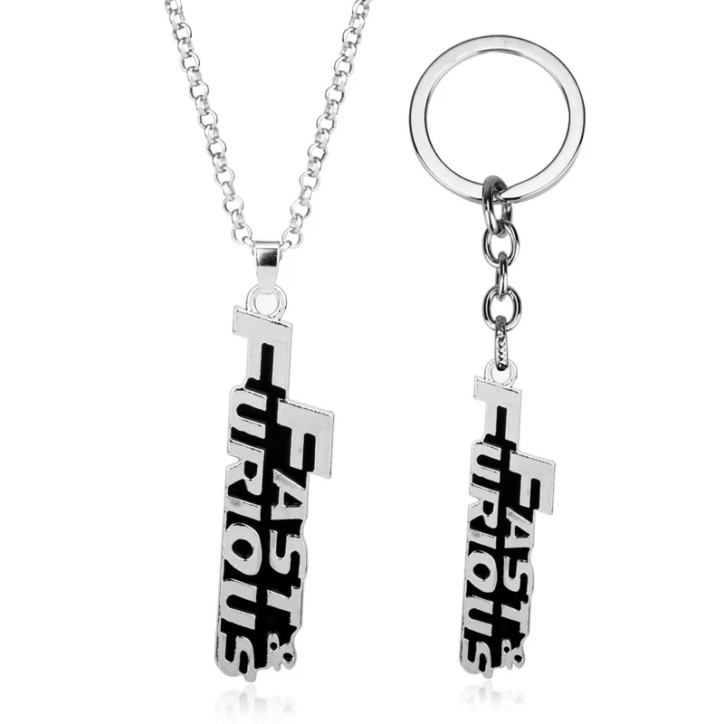 

Movie Fast and Furious Necklace Letter Text Pendent Key Chain fast& furious Metal Keyring for Men Women Chaveiro llavero Jewelry