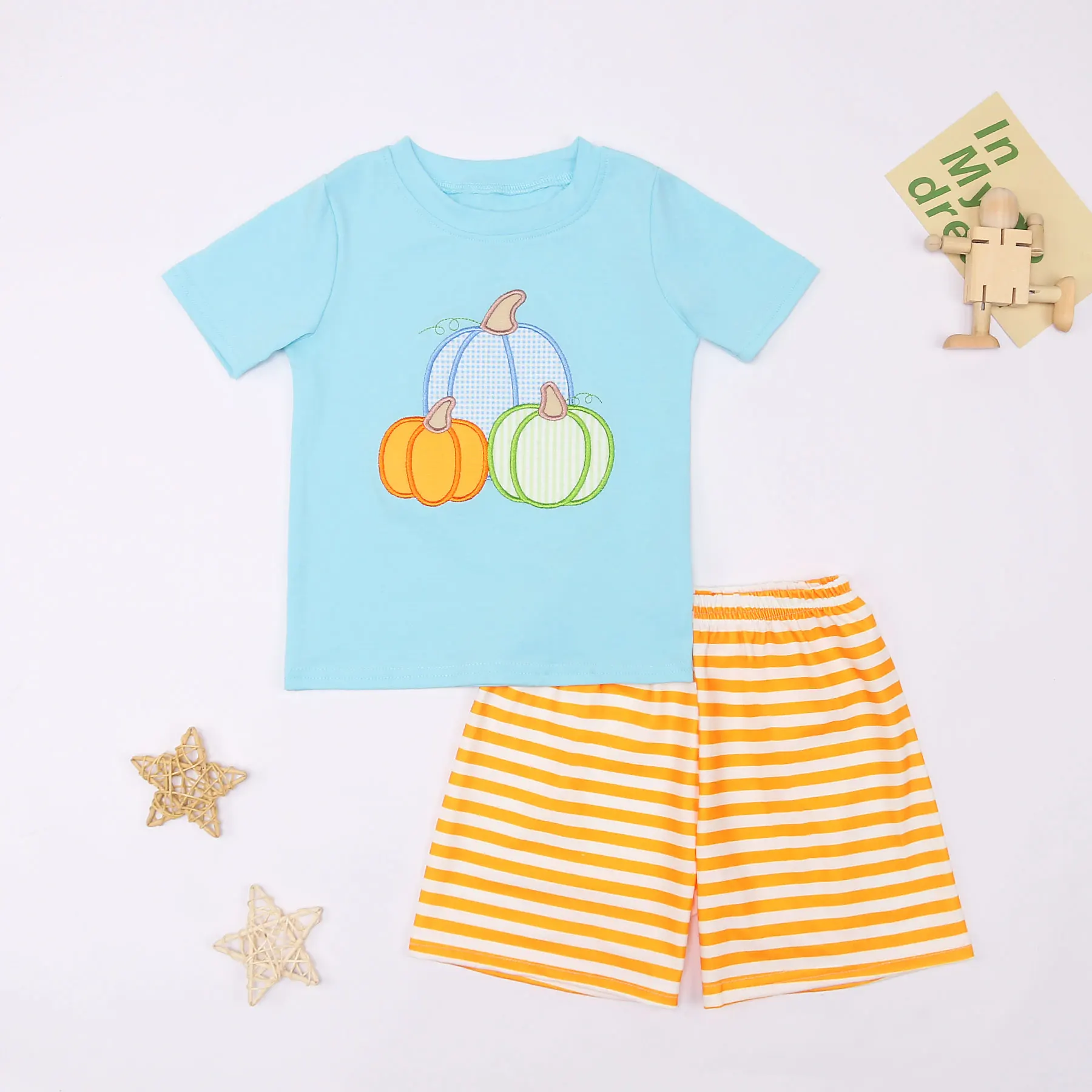 

Children's Halloween Outfits Baby Boys Clothes Set Pumpkin Embroidery Bodysuit Toddler Suit Kids Bluey T-shirt 1-8T Babi Shorts